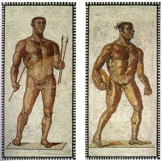 Mosaïque d'athlètes provenant des thermes de Caracalla