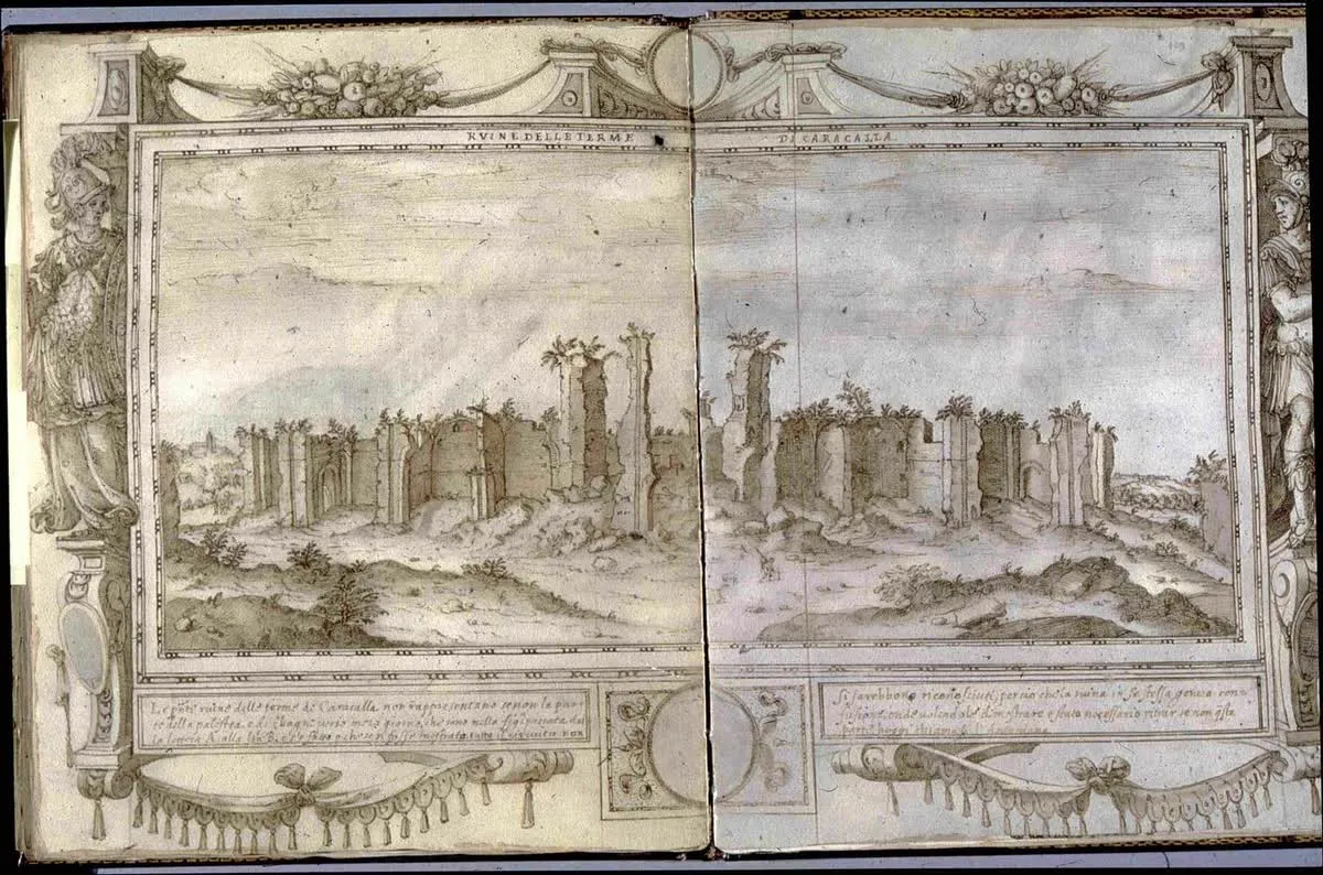 Gravure des thermes de Caracalla en ruines, 1575