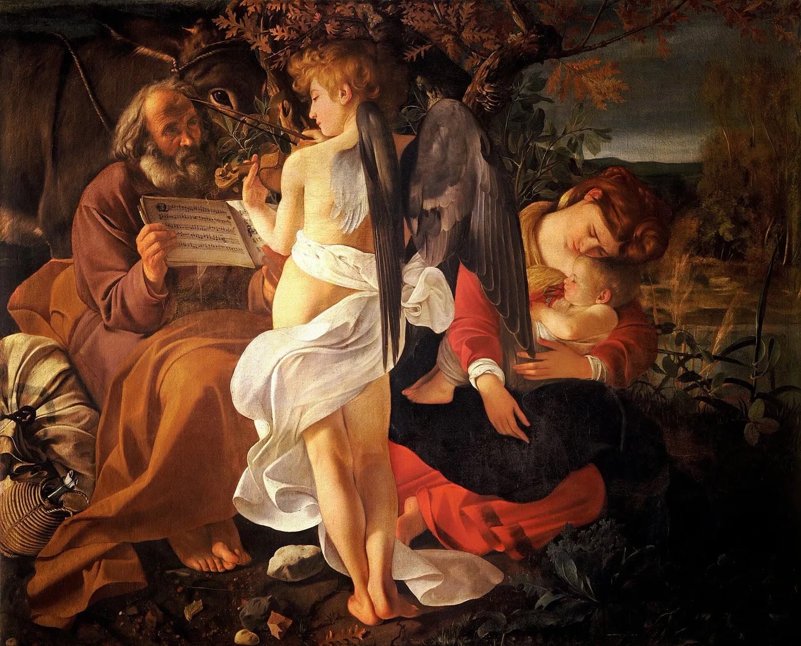 Le Repos pendant la fuite en Égypte, toile de jeunesse du Caravage conservée à Rome