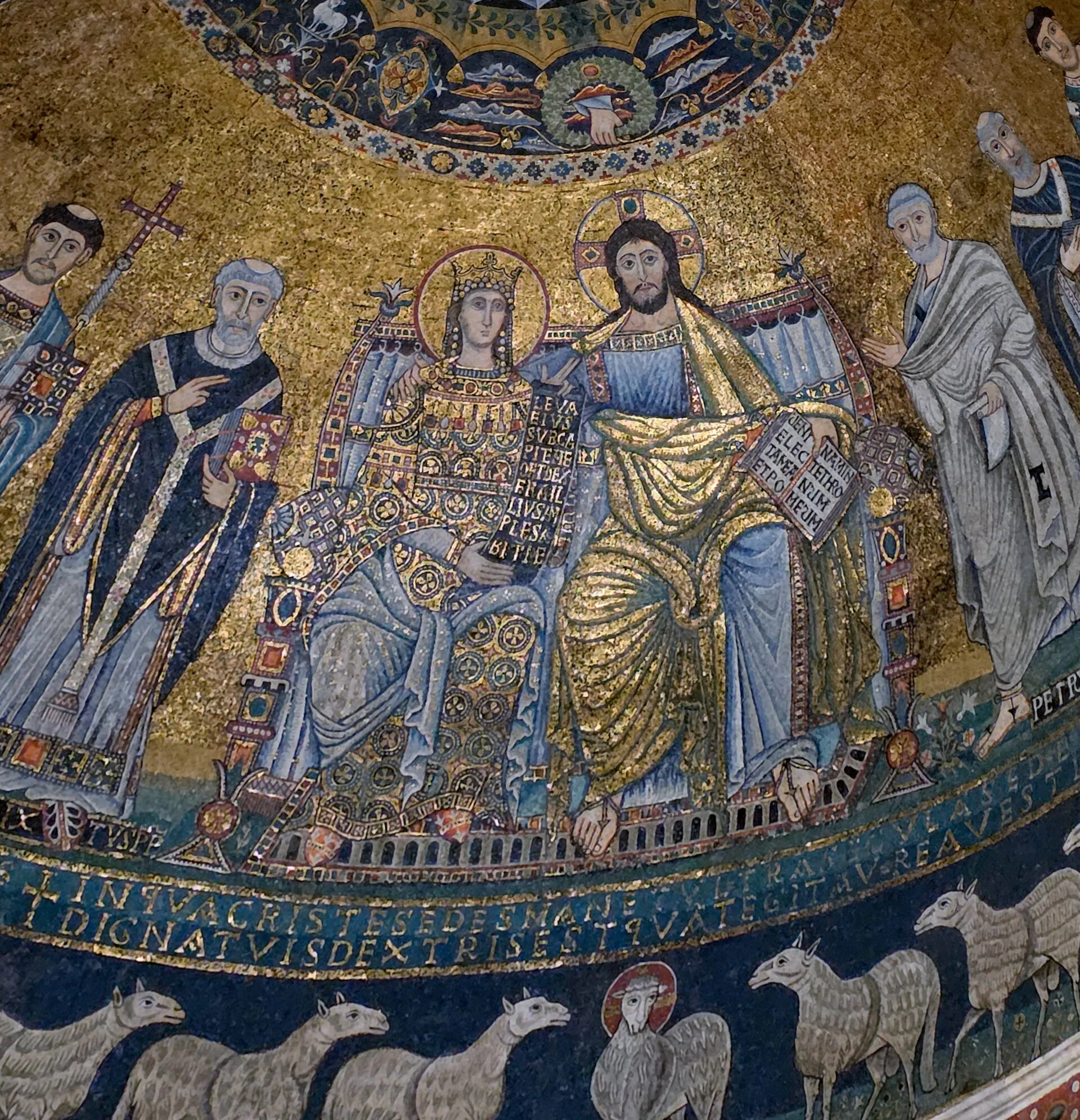 La mosaïque dorée de l'abside de Santa Maria in Trastevere, avec le couronnement de la Vierge